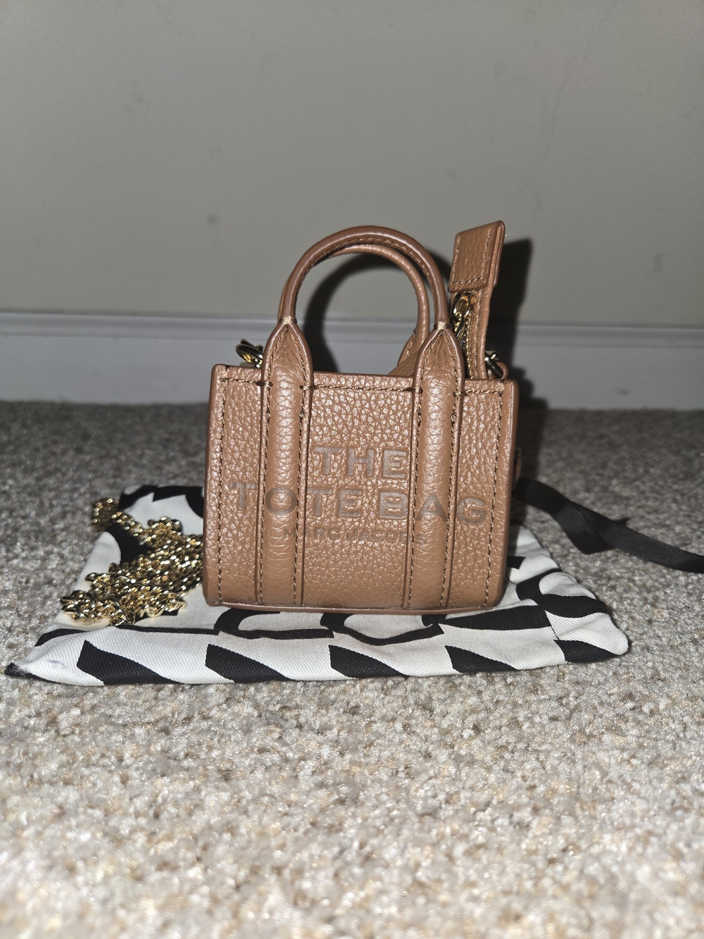The Tote Bag Mini Nano Leather Crossbody — Tan